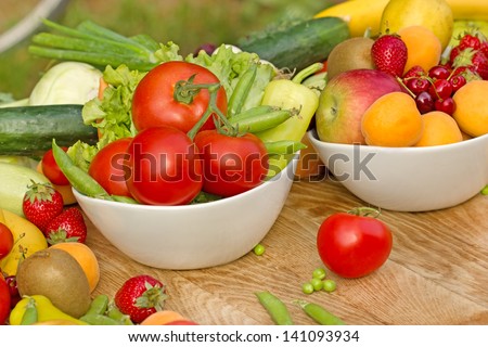 Fruits and vegetables - raw food (vegan food)