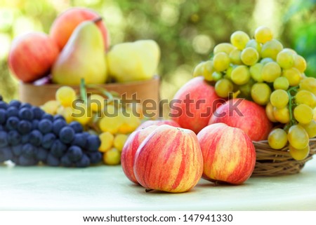 Grapes, apples and pears