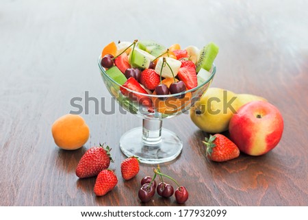 Fruit salad prepared with organic fruits