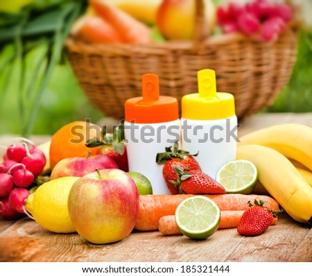 Organic fruits and vegetables rich with natural vitamins