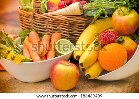 Fresh organic fruit and vegetables