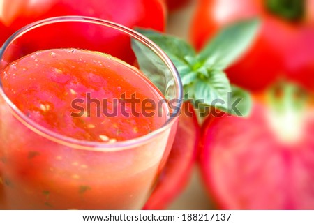 Freshly squeezed juice of organic tomatoes