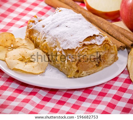 Apple strudel - apple cake closeup