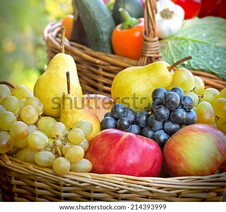 Organic fruits and vegetables - closeup