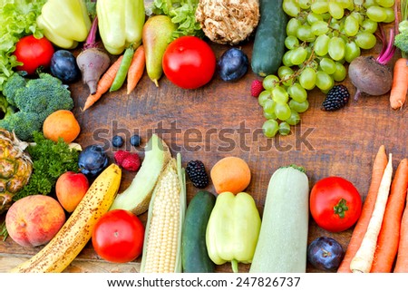 Fresh organic fruits and vegetables - healthy food