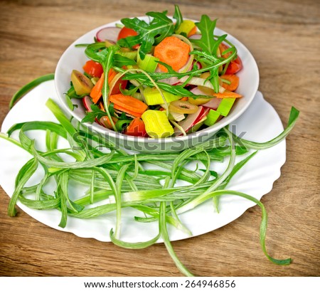 Fresh prepared salad - vegetarian food (vegan food)