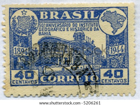 Vintage World Postage Stamp Ephemera (editorial) brazil circa 1944