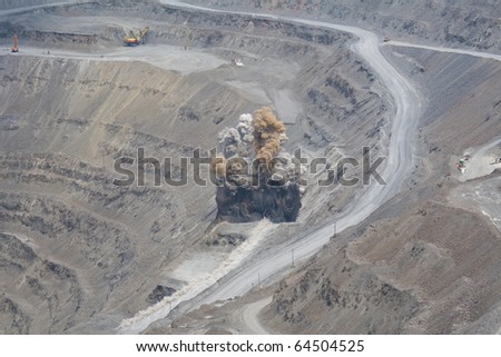 Blast in open pit mine