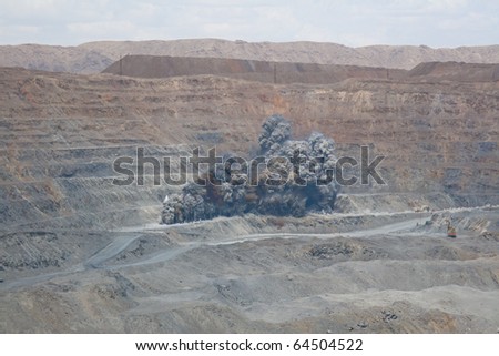 Blast in open pit mine