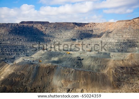 Close-up  golden  Mine Open Pit Excavation