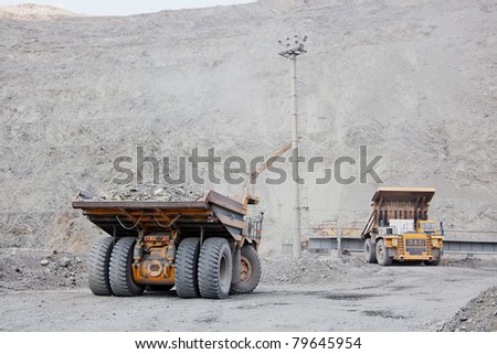 The supersize cars in open pit mine