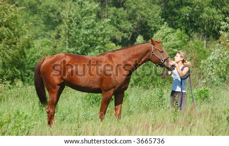 don red chestnut mare and woman