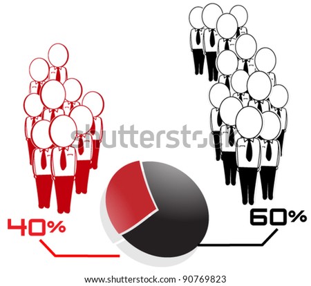 business teamwork vector diagram of the color black dominated the color red