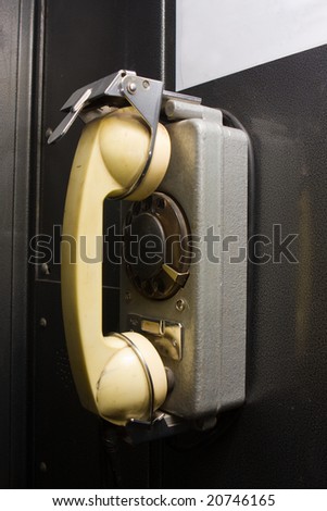 Old Soviet phone in a lift cabin