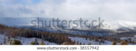 The beginning of winter in mountains, Altai, Russia (panorama)