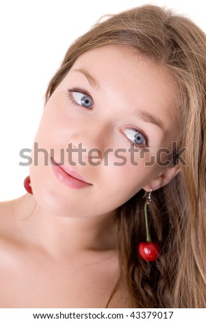 Portrait of the sensual girl with red earrings