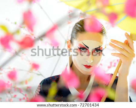 japanese geisha makeup. stock photo : japan geisha