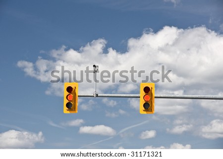 Amber Traffic lights and traffic camera