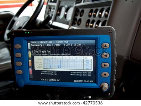 An electronic logbook for truck drivers keeps track of the hours of service.