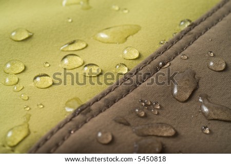 The waterproof fabric, water drops on the cloth