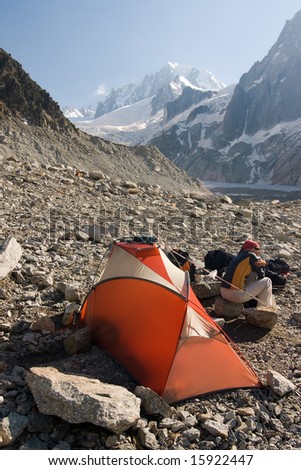 Tent in summer mountains