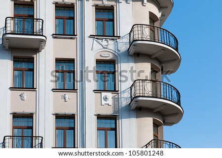 The facade of apartment building