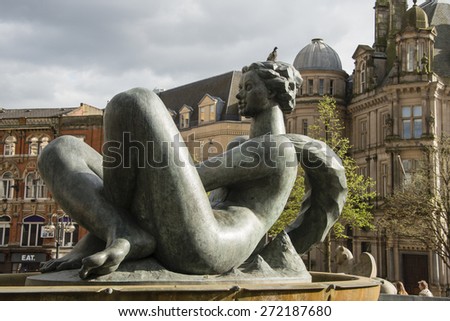 Fountain in Victoria Square, Birmingham, UK