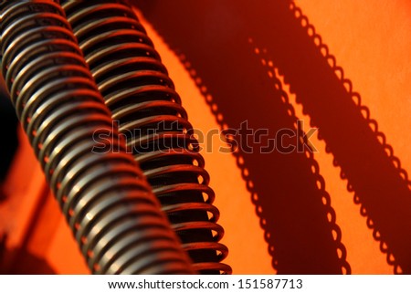 details excavator hydraulic hoses and shadow