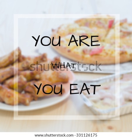 Quote on blur food background \
