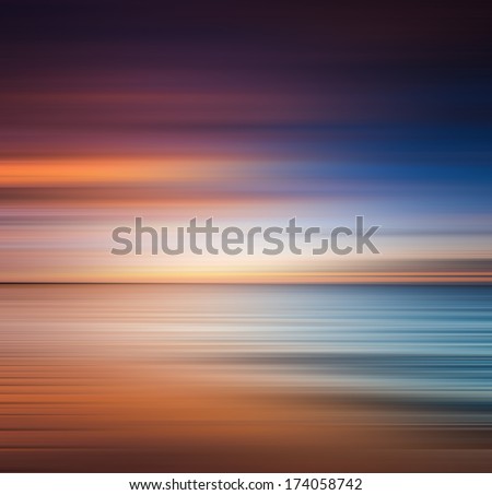 Sunrise At The Beach. Blurred Panning Motion. Abstract Seascape