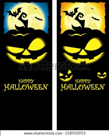 Download Happy Halloween Pumpkin Vertical Banner - Orange And Dark ...