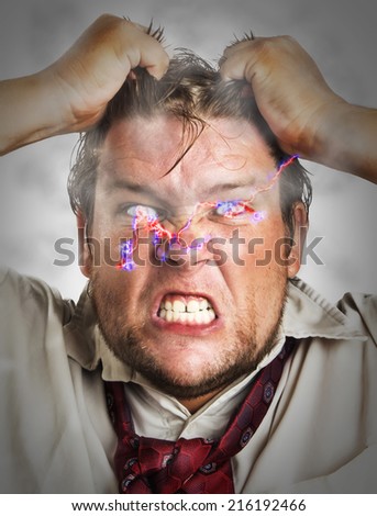 Angry businessman, electricity from his eyes