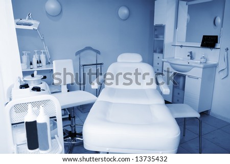 interior of beauty parlour with bed