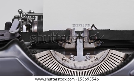 Close up of old typewriter with text