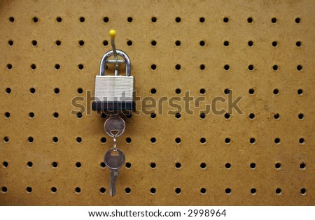 Lock hanging on Peg board