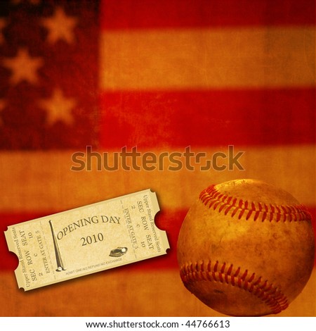 Opening Season 2010 Ticket on Baseball Background