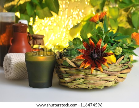 green nature spa still life with incense stick