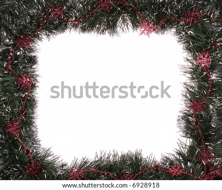 Christmas frame with red stars isolated on white