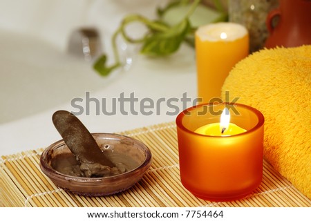 home spa-cosmetic clay, candles, salt for bath