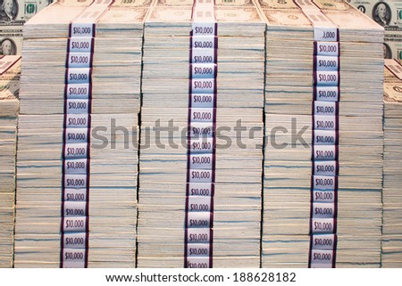 Bundles of money stacked on top of each other