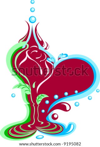 stock vector Abstract stylized drawing of rose and a heart