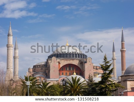 Haghia Sophia in Istanbul Turkey. One of the oldest and the most prominent landmarks of Turkey.