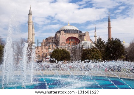 Haghia Sophia in Istanbul Turkey. One of the oldest and the most prominent landmarks in Turkey.