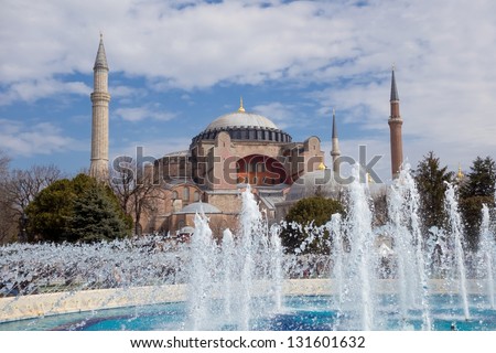 Haghia Sophia in Istanbul Turkey. One of the oldest and the most prominent landmarks in Turkey.