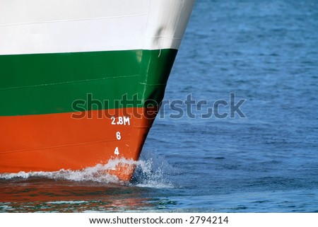 Bow of a ship, with depth scales on it
