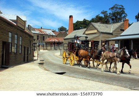 SOVEREIGN HILL, AUSTRALIA - MARCH 8: An open air museum in Golden Point. Sovereign Hill depicts Ballarat\'s first years after the discovery of gold. Sovereign hill, Ballarat, Australia - March 8, 2013