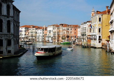 VENICE, ITALY - FEBRUARY 21: The Grand Canal with its buildings and palaces. Venice, Italy - Feb. 21, 2014