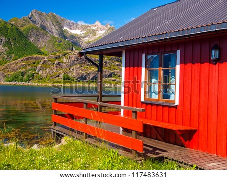 Rorbu Lofoten. little red house in Norway