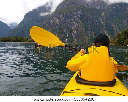 sea kayak in Milford Sound, New Zealand