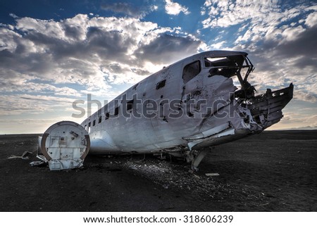 Wreck of a US military plane crashed in the middle of the nowhere. The plane ran out of fuel and crashed in a desert not far from Vik, South Iceland in 1973. The crew survived.